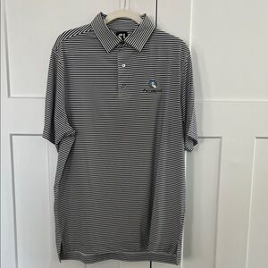 FootJoy Black and White Striped Polo Shirt